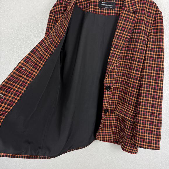 The Fifth Label Honors Check Oversized Orange Plaid Blazer US 8 Streetwear EUC - Picture 7 of 10